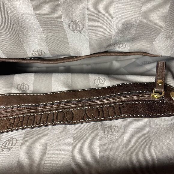 Vintage leather brown juicy Couture large satchel frame top crush lock . - Picture 13 of 16